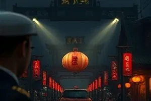 霜降列车封面画面，深秋站台上的列车与行李箱